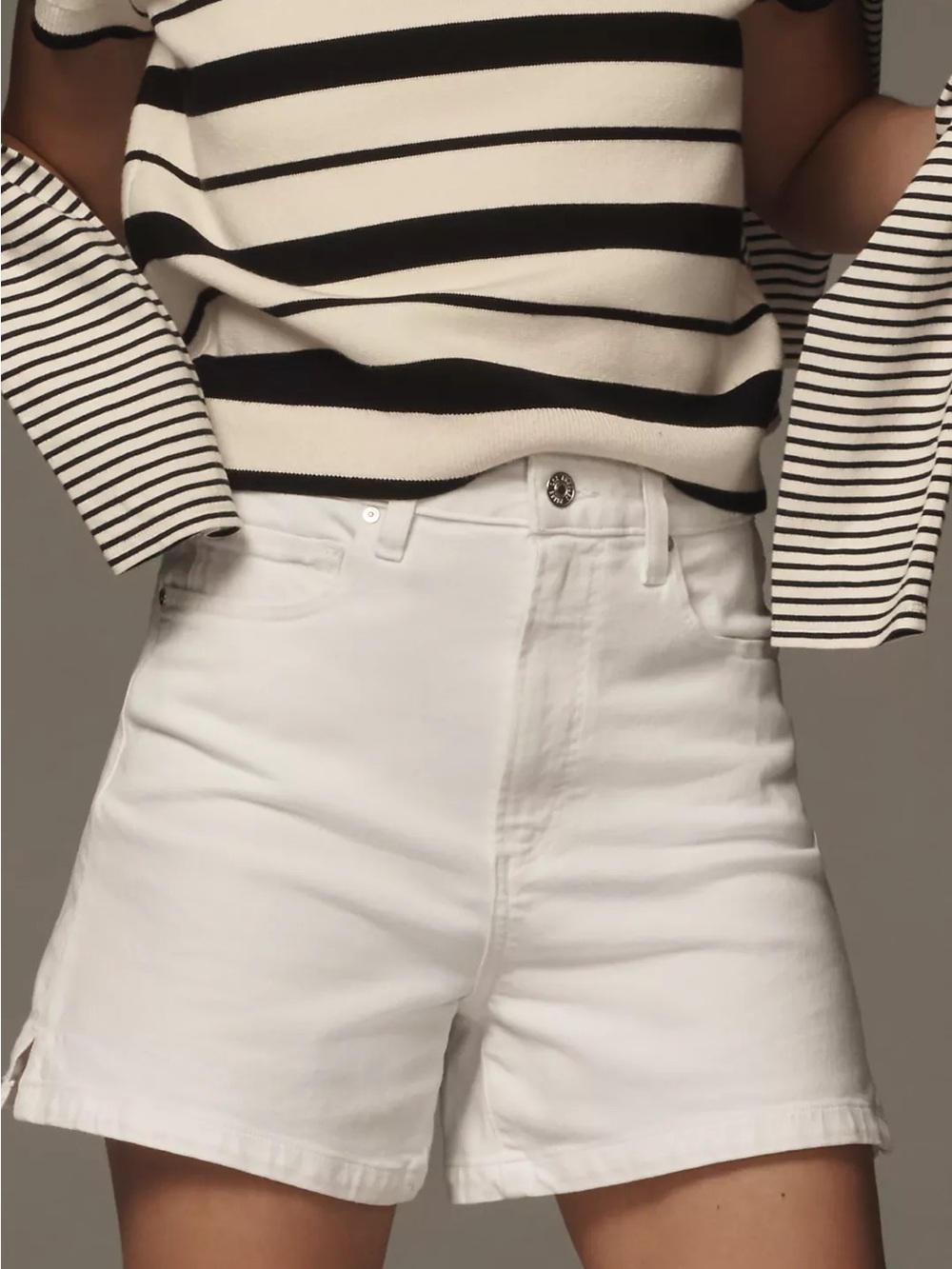 PAIGE Dani White High-Waist Shorts